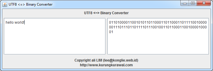 Screenshot utf8 binary converter